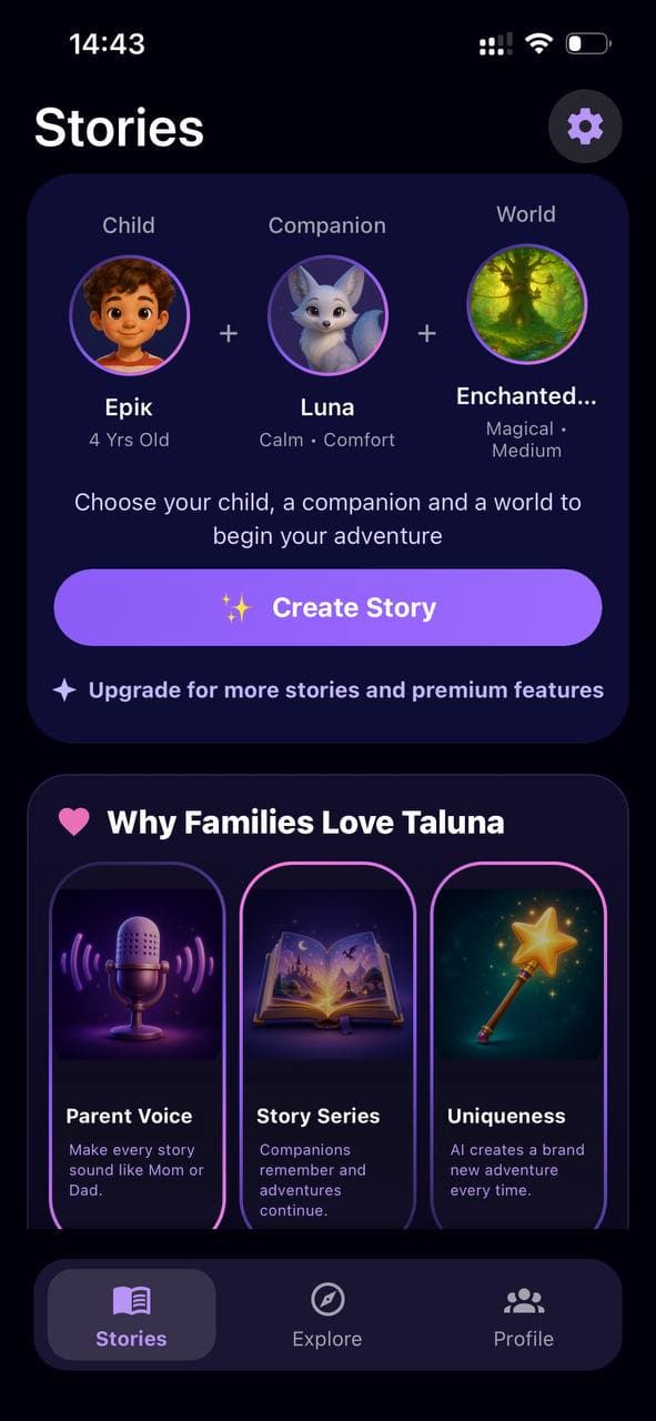 Taluna Stories app preview